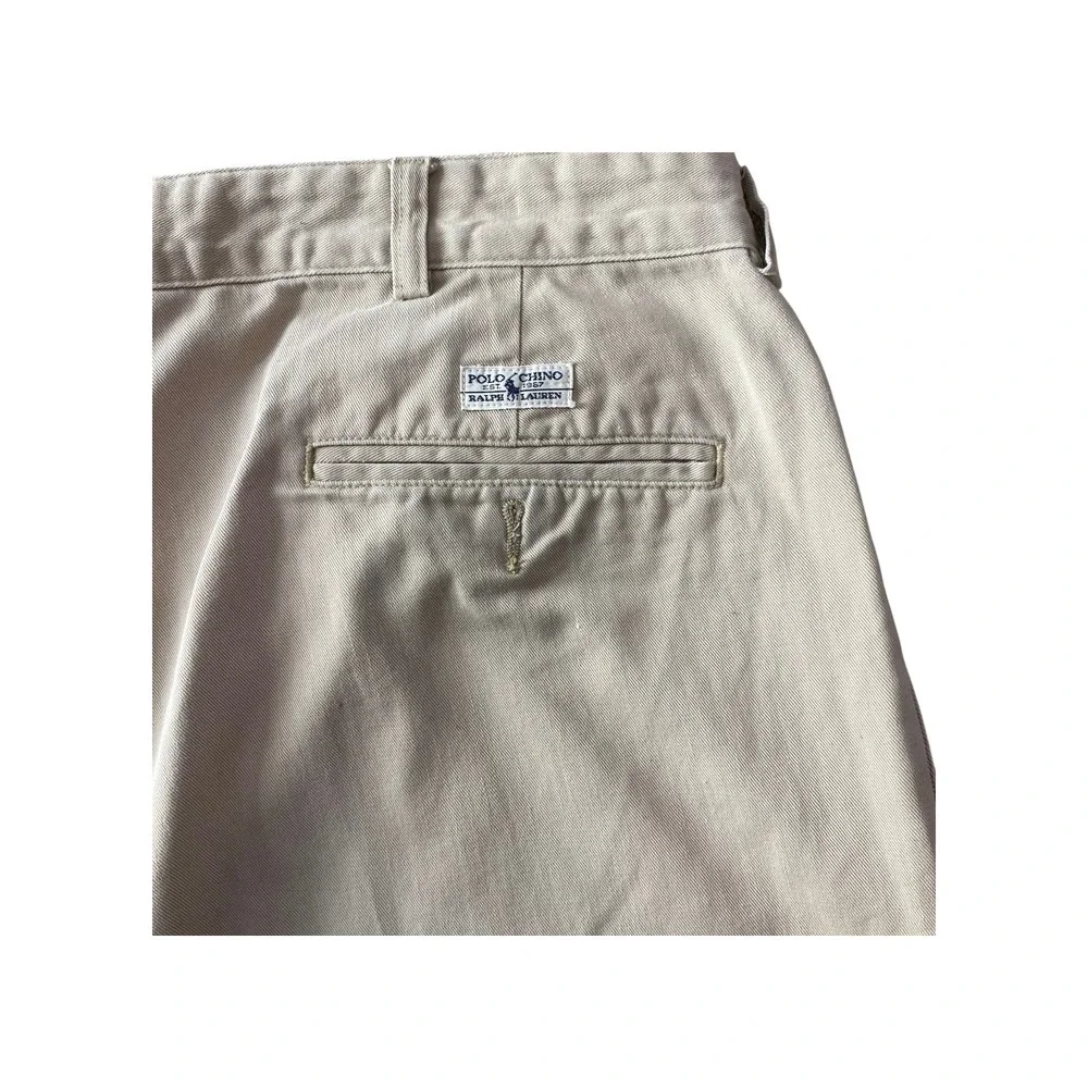 Polo Ralph‎ Lauren Mens Pleated Chino Shorts Khaki Beige Cotton Size 38 Classic